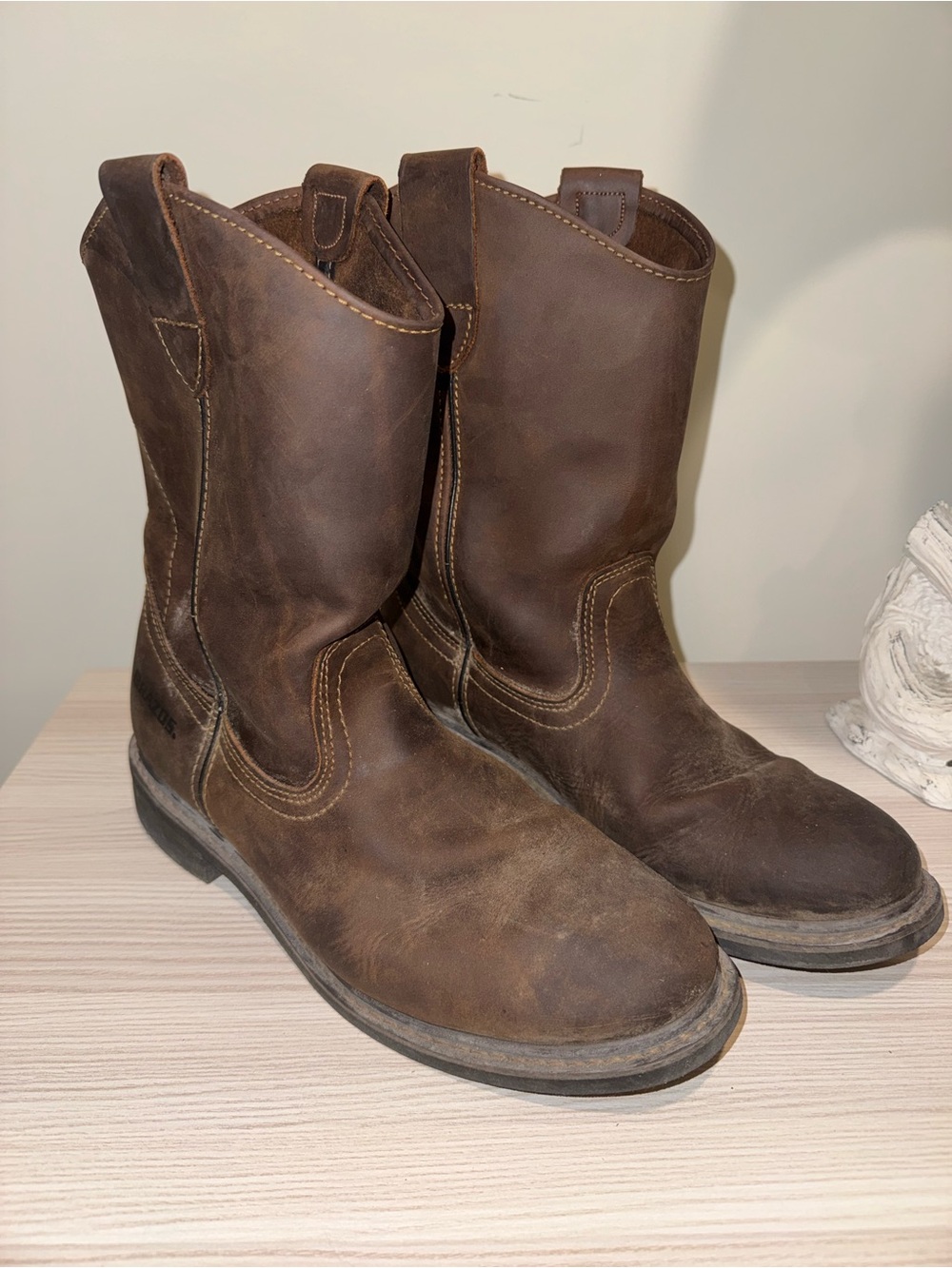 Men's Brown Leather Cowboy Boots – Rugged Western Work Style